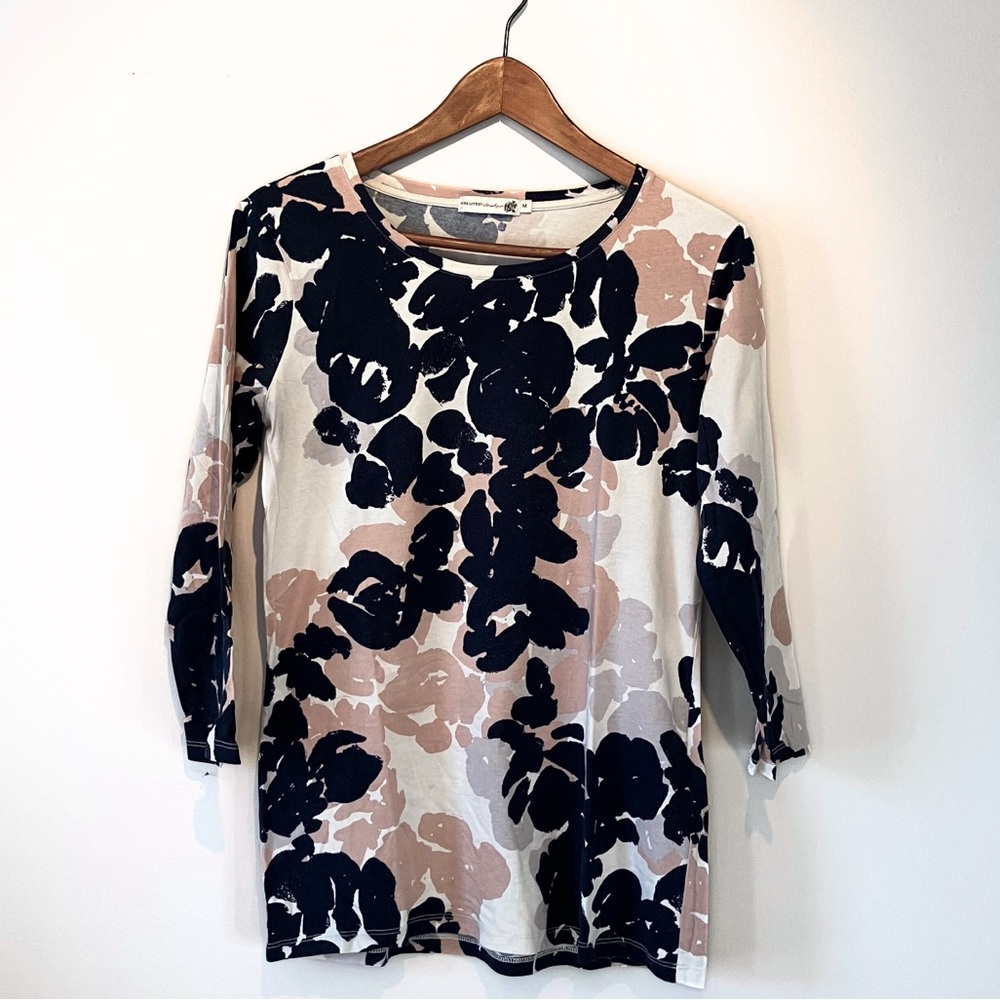 Jackpot Navy and Taupe Patterned Top